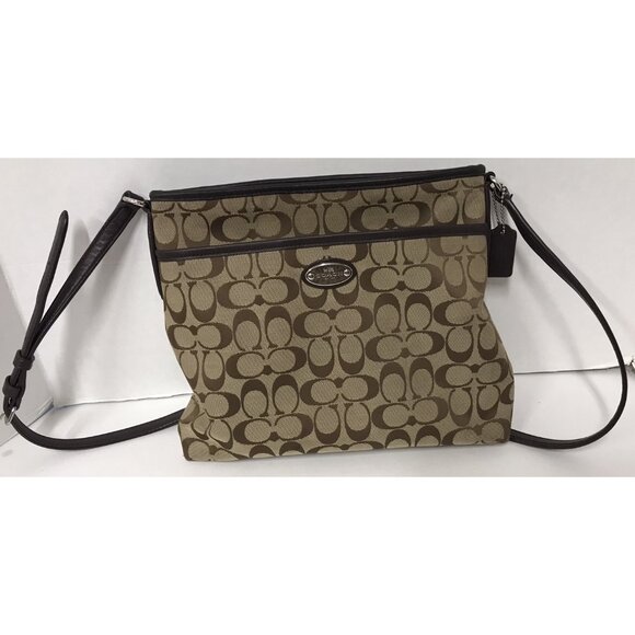 Coach Crossbody Bag With Signature Leather In Khaki/surplus GUC - Picture 1 of 12